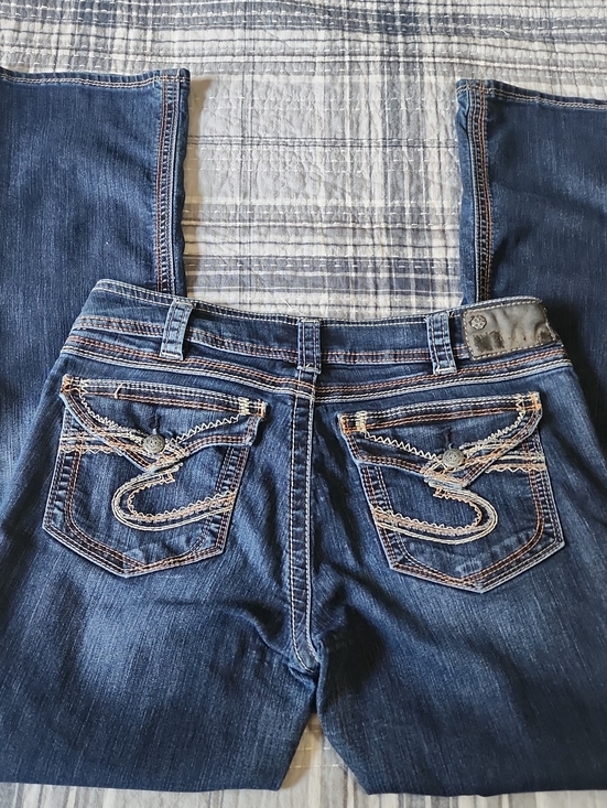 Silver Jeans Denim - Silver Suki Jeans Dark Blue Bootcut Jeans with Embroidered Back Pockets